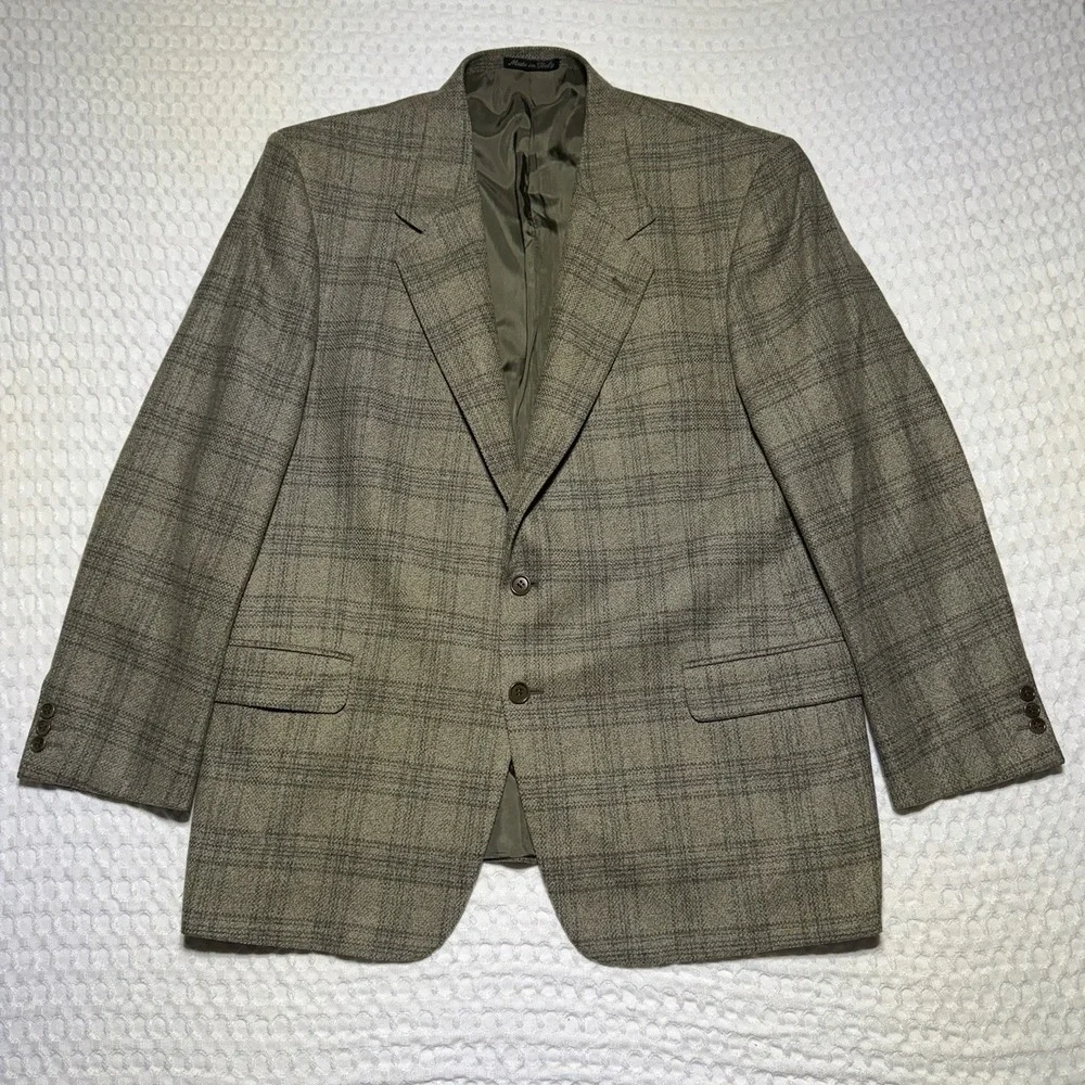 VintageEmanuel Ungaro Men's Wool Cashmere Tweed Sport Coat Blazer 2 Button Italy